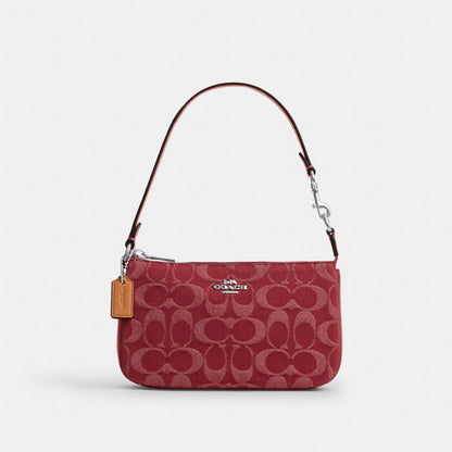 Coach Nolita 19 In Signature Denim Silver True Red