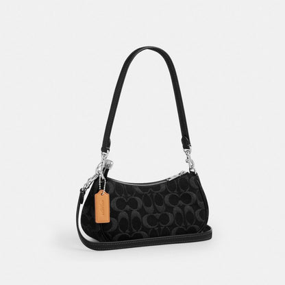 Coach Ashton Mini Shoulder Bag In Signature Denim Silver Black