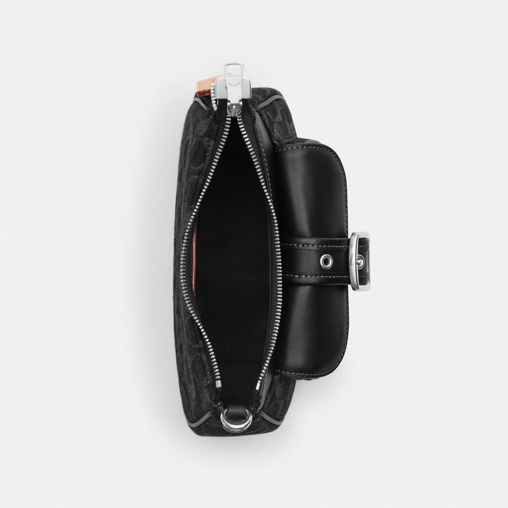 Coach Ashton Mini Shoulder Bag In Signature Denim Silver Black