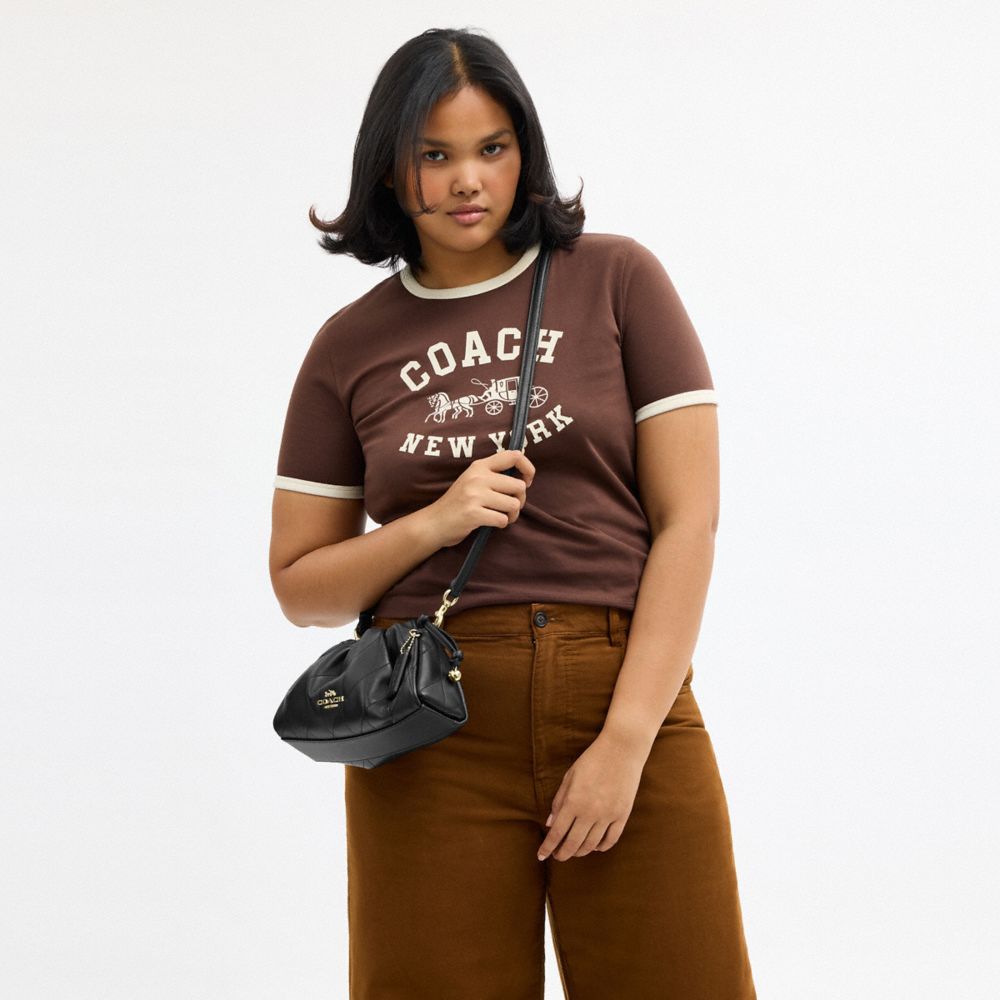 Coach Faye Shoulder Bag With Quilting Gold/Black
