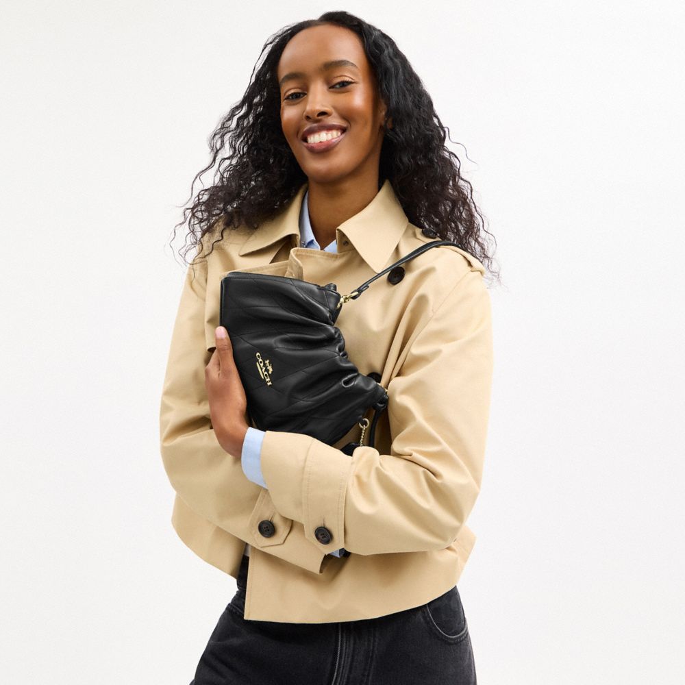 Coach Faye Shoulder Bag With Quilting Gold Black