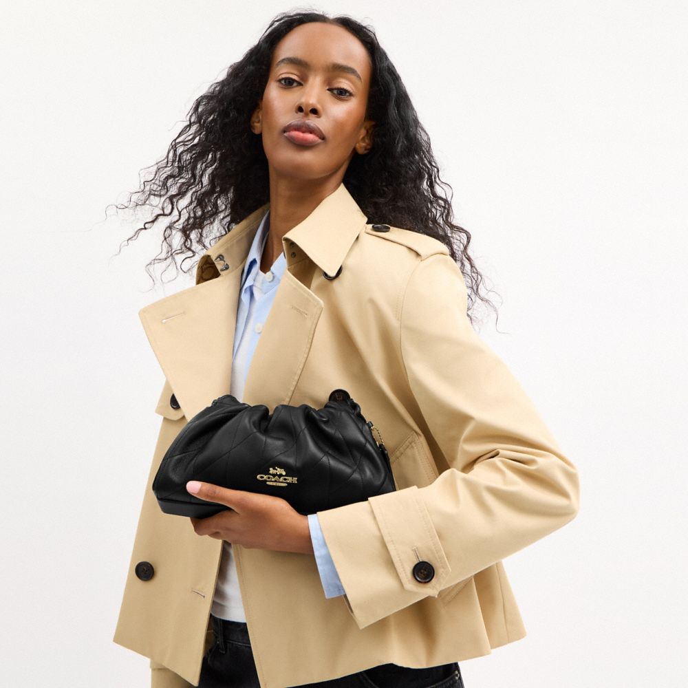 Coach Faye Shoulder Bag With Quilting Gold Black