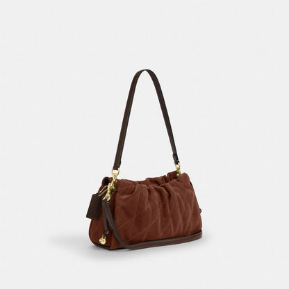 Coach Faye Shoulder Bag With Quilting Gold Vintage Brown Maple