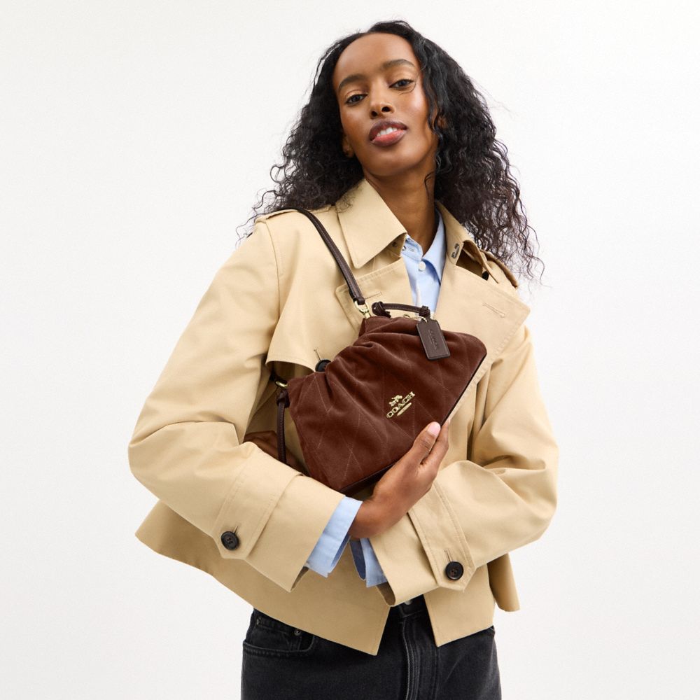 Coach Faye Shoulder Bag With Quilting Gold Vintage Brown Maple