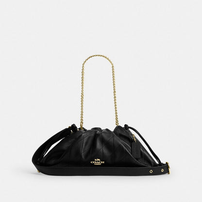 Coach Faye Large Shoulder Bag With Quilting Gold Black