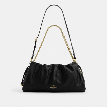 Coach Faye Large Shoulder Bag With Quilting Gold Black
