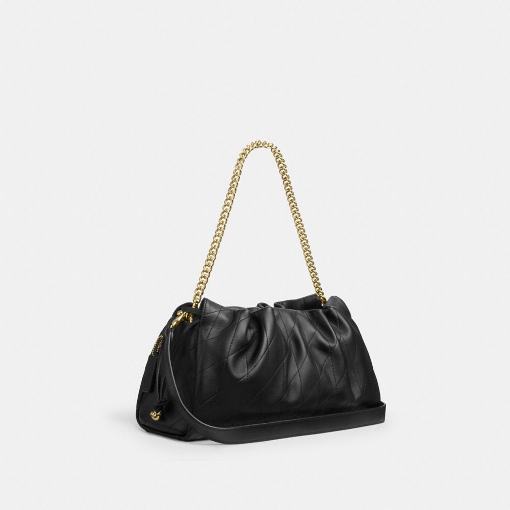 Coach Faye Large Shoulder Bag With Quilting Gold Black