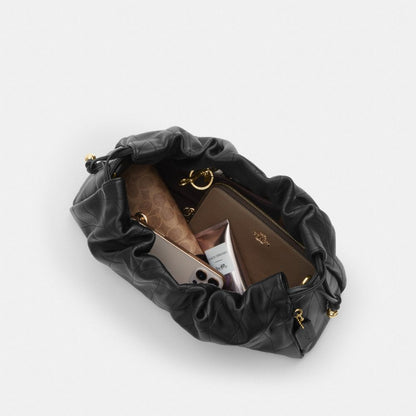 Coach Faye Large Shoulder Bag With Quilting Gold Black