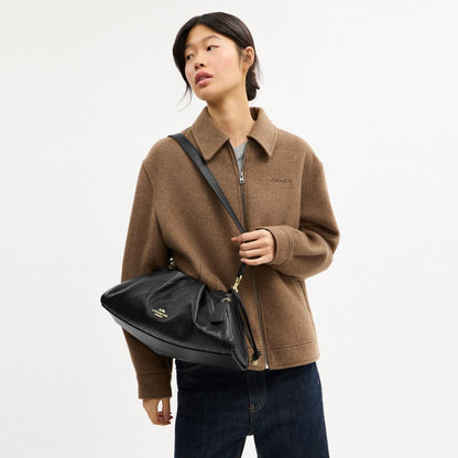 Coach Faye Large Shoulder Bag With Quilting Gold Black