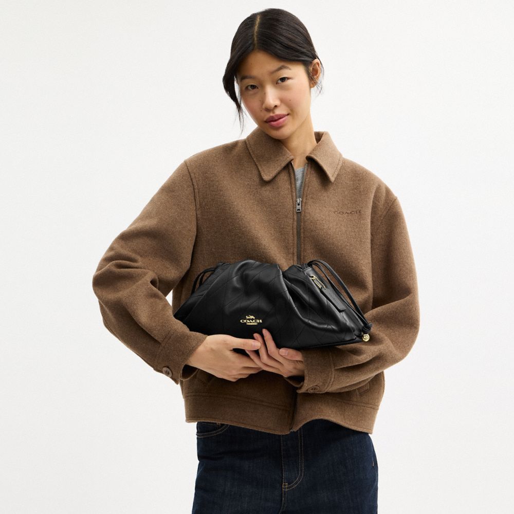 Coach Faye Large Shoulder Bag With Quilting Gold Black