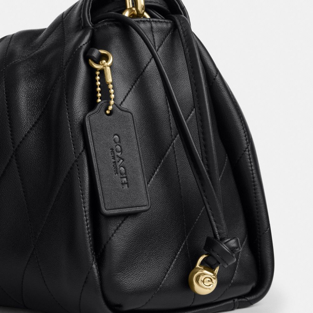 Coach Faye Large Shoulder Bag With Quilting Gold Black