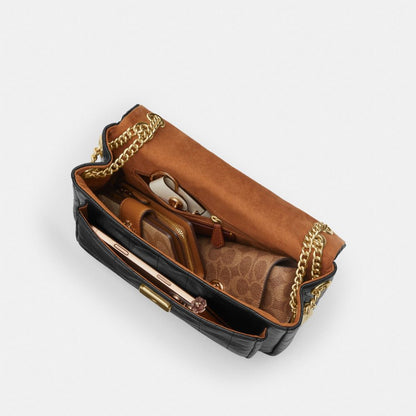 Coach Elodie Crossbody Bag With Quilting Gold Black