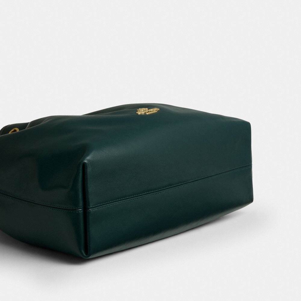 Coach Evelyn Shoulder Bag Gold Dark Teal