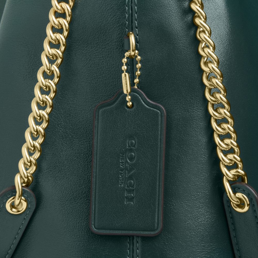 Coach Evelyn Shoulder Bag Gold Dark Teal
