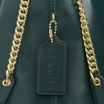 Coach Evelyn Shoulder Bag Gold Dark Teal
