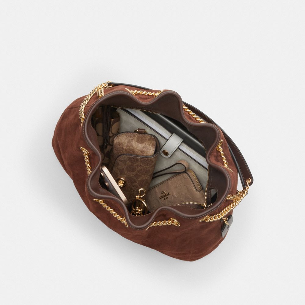 Coach Evelyn Shoulder Bag With Quilting Gold