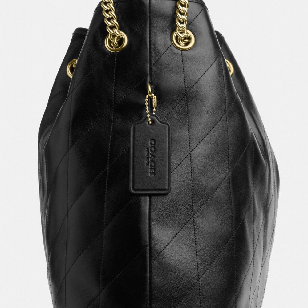 Coach Evelyn Large Shoulder Bag With Quilting Gold Black