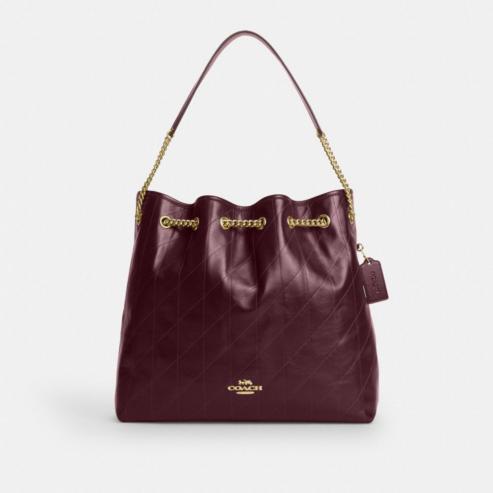 Coach Evelyn Large Shoulder Bag With Quilting Gold