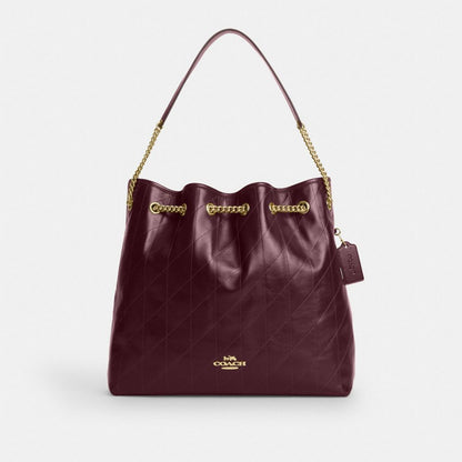Coach Evelyn Large Shoulder Bag With Quilting Gold