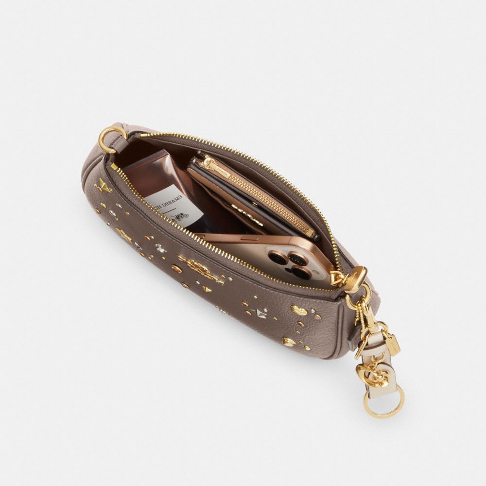 Coach Teri Shoulder Bag With Rivets Gold Dark Stone