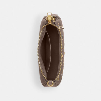 Coach Teri Shoulder Bag With Rivets Gold Dark Stone