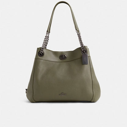 Coach Restored Turnlock Edie Shoulder Bag Dark Gunmetal/Fog