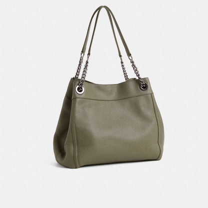 Coach Restored Turnlock Edie Shoulder Bag Dark Gunmetal/Fog