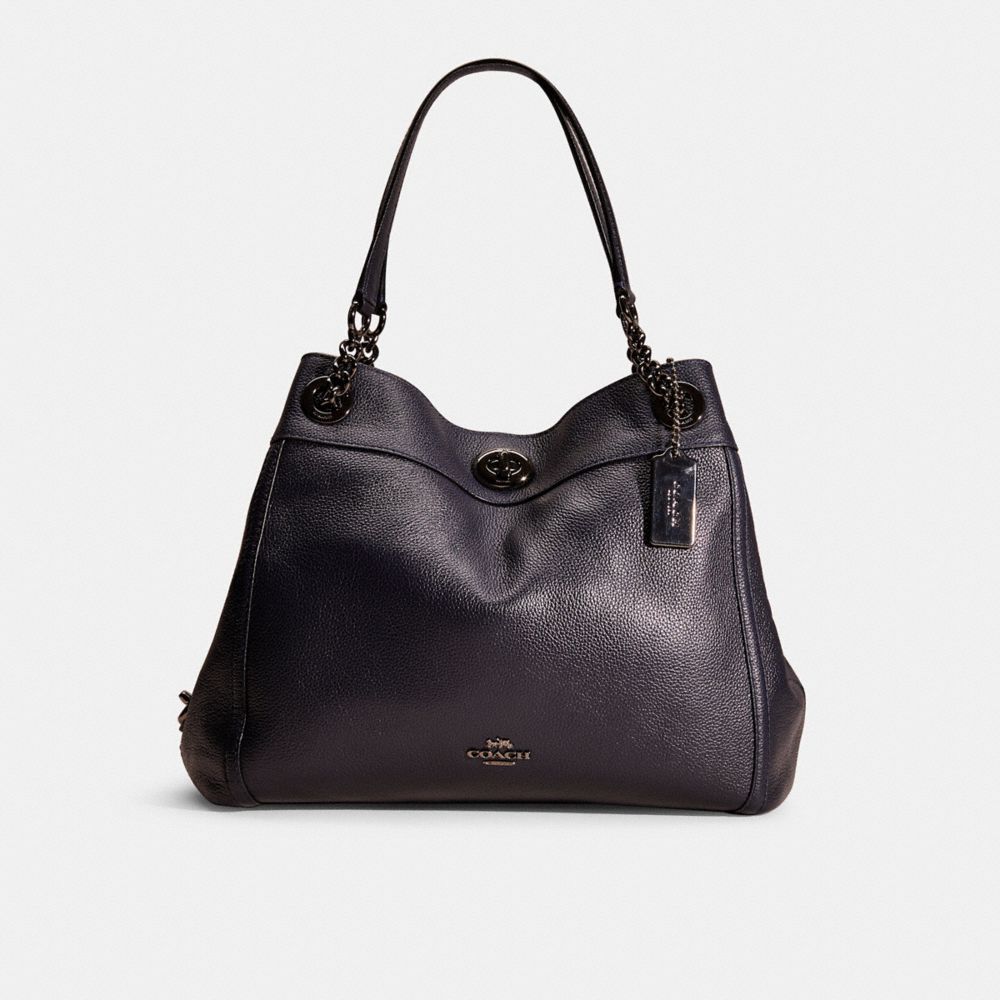 Coach Restored Turnlock Edie Shoulder Bag Navy/Dark Gunmetal
