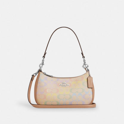 Coach Teri Shoulder Bag In Rainbow Signature Canvas Silver Sand Multi