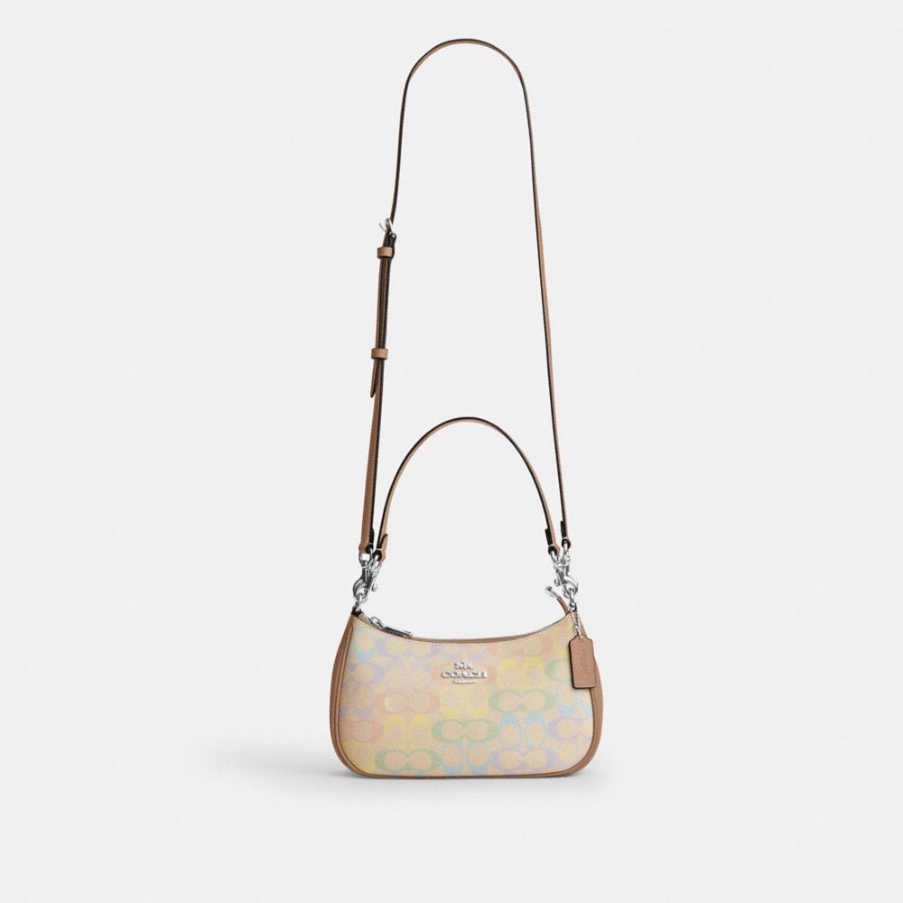 Coach Teri Shoulder Bag In Rainbow Signature Canvas Silver Sand Multi