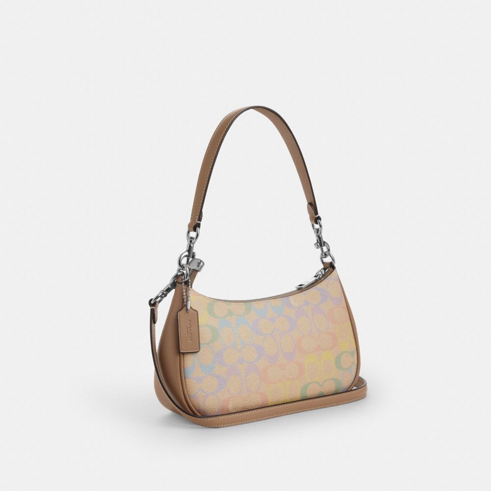 Coach Teri Shoulder Bag In Rainbow Signature Canvas Silver