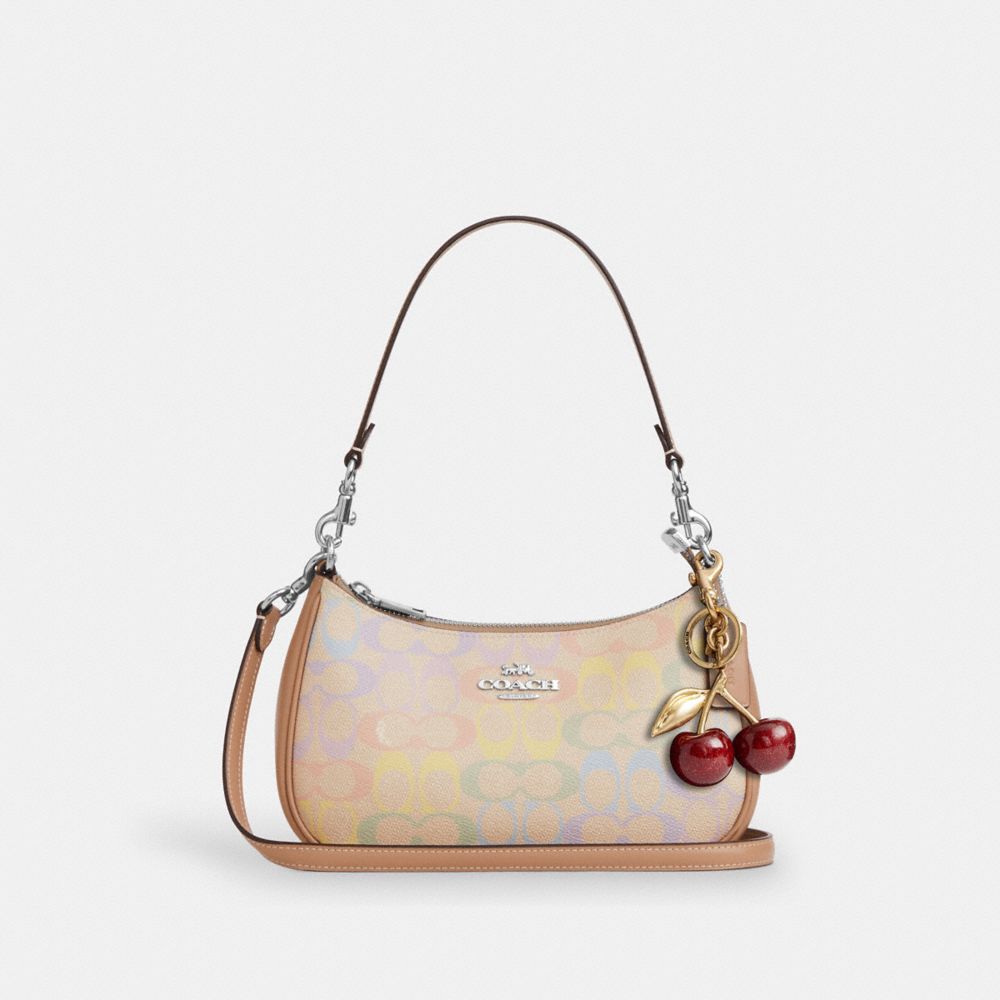 Coach Teri Shoulder Bag In Rainbow Signature Canvas Silver Sand Multi