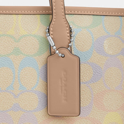 Coach City Tote Bag In Rainbow Signature Canvas Silver