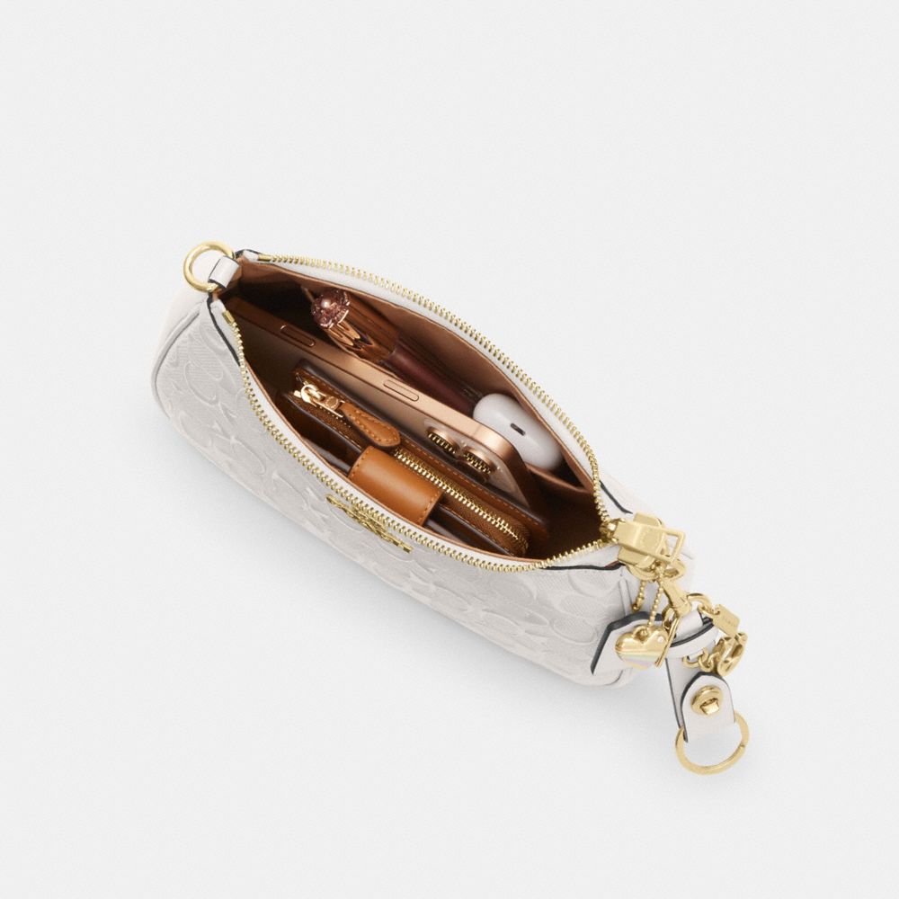 Coach Teri Shoulder Bag In Signature Leather With Heart Charm Gold Chalk