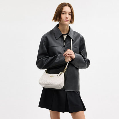 Coach Teri Shoulder Bag In Signature Leather With Heart Charm Gold Chalk