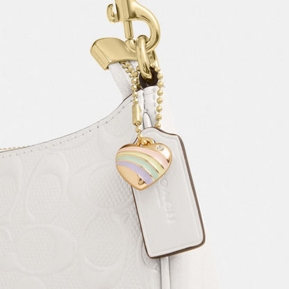 Coach Teri Shoulder Bag In Signature Leather With Heart Charm Gold Chalk
