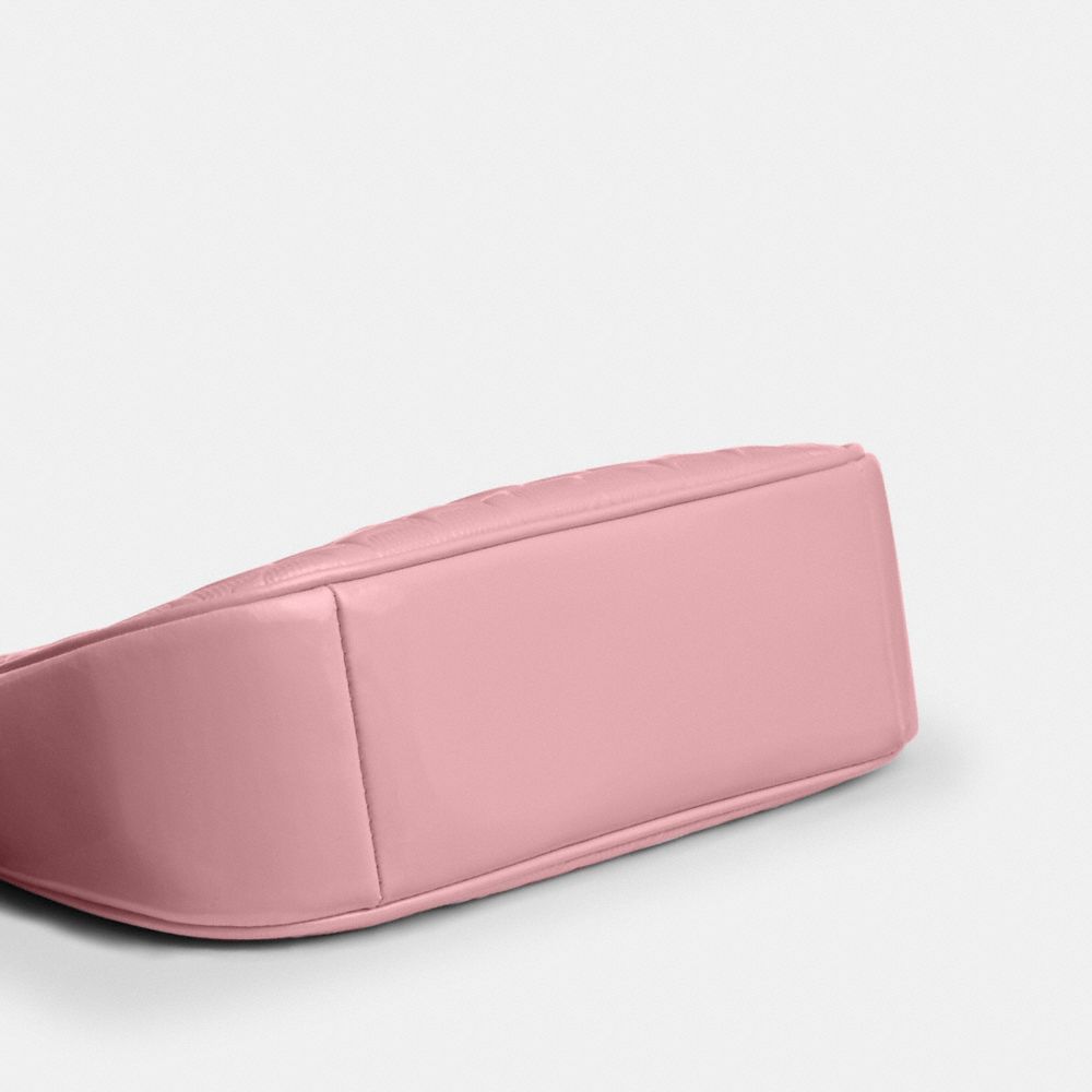 Coach Teri Shoulder Bag In Signature Leather With Heart Charm Silver Pink