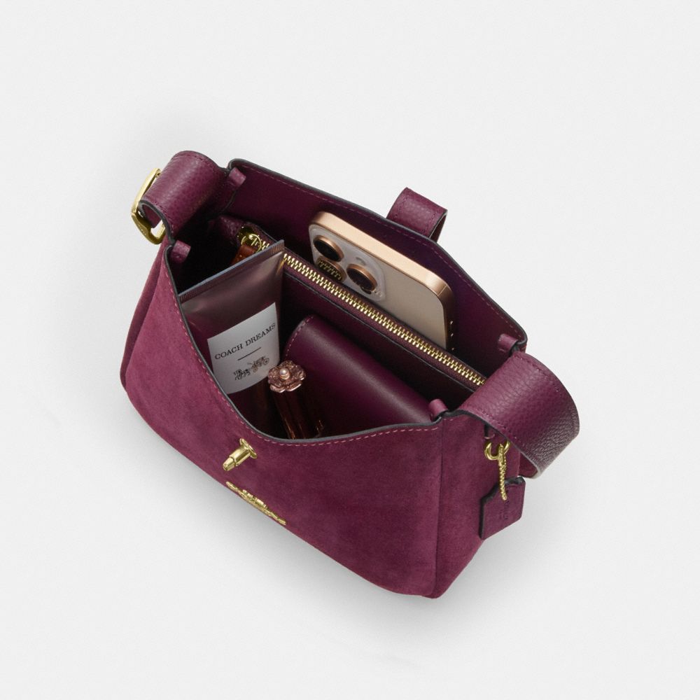 Coach Hadley Mini Crossbody Bag Gold Maroon