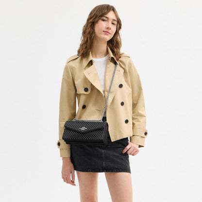 Coach Klare Envelope Crossbody Bag With Rivets Silver Black