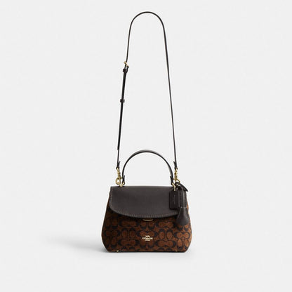Coach Emory Top Handle Bag In Signature Chenille Gold Truffle