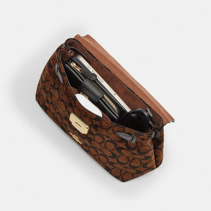 Coach Emory Top Handle Bag In Signature Chenille Gold Truffle
