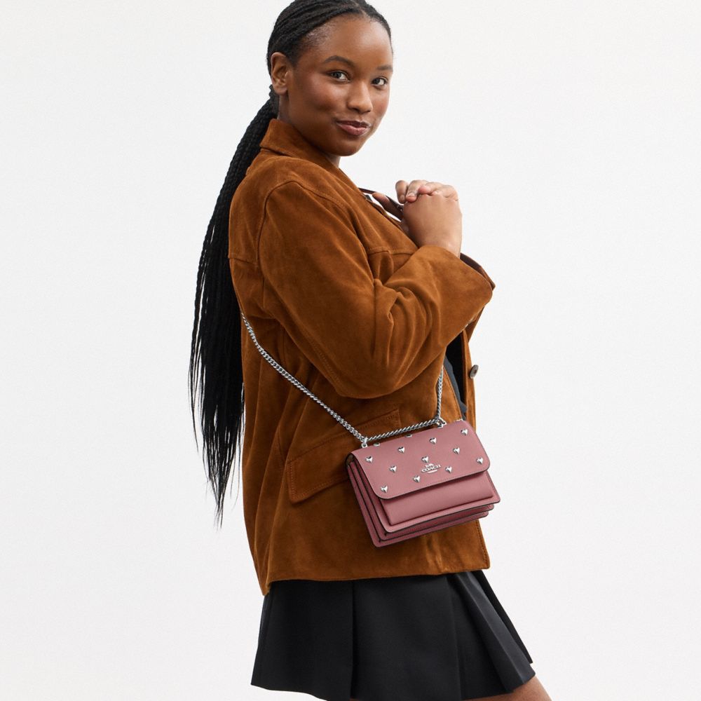 Coach Mini Klare Crossbody Bag With Heart Rivets Silver Peony