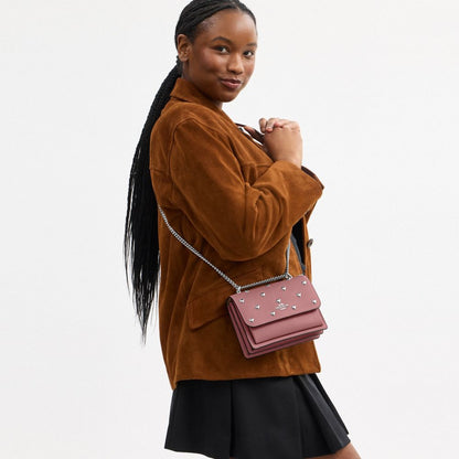 Coach Mini Klare Crossbody Bag With Heart Rivets Silver Peony