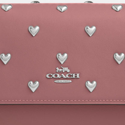 Coach Mini Klare Crossbody Bag With Heart Rivets Silver Peony