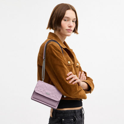 Coach Mini Klare Crossbody Bag In Signature Leather Silver Light Violet