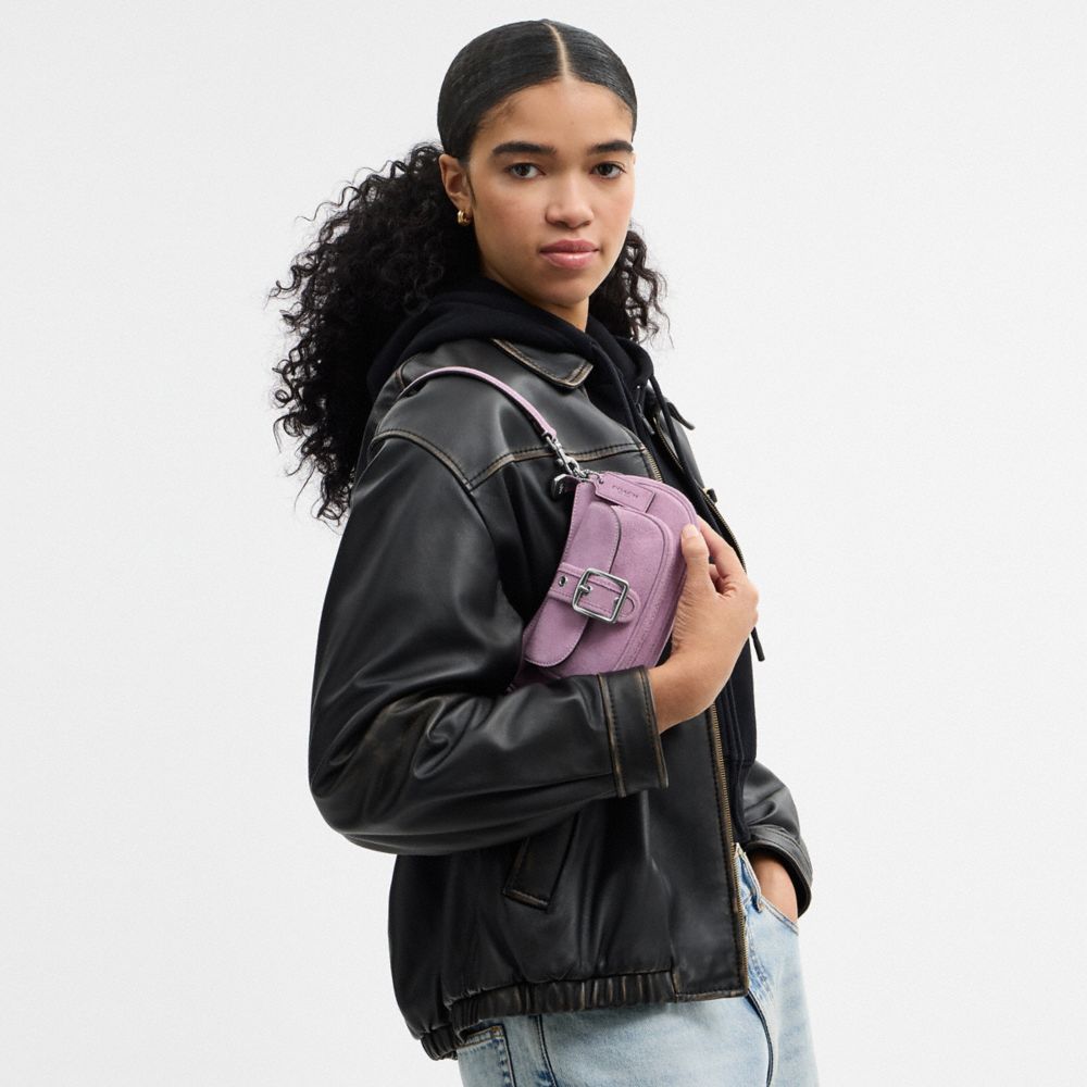 Coach Ashton Mini Shoulder Bag Silver Light Violet