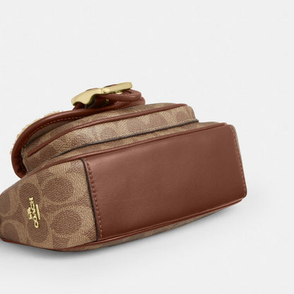 Coach Ashton Mini Shoulder Bag In Signature Canvas Gold Tan Vintage Brown