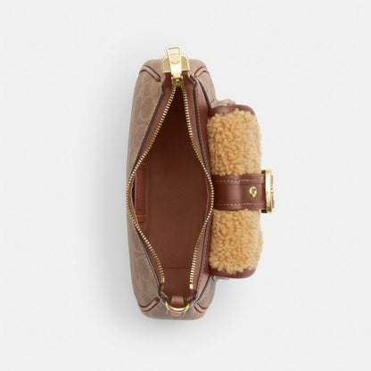 Coach Ashton Mini Shoulder Bag In Signature Canvas Gold Tan Vintage Brown