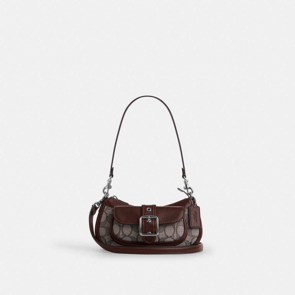 Coach Ashton Mini Shoulder Bag In Signature Jacquard Silver Oak Maple