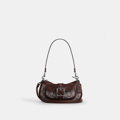 Coach Ashton Mini Shoulder Bag In Signature Jacquard Silver Oak Maple